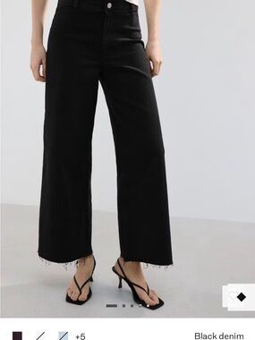 Mango Black Wide-Leg Flare Jeans
